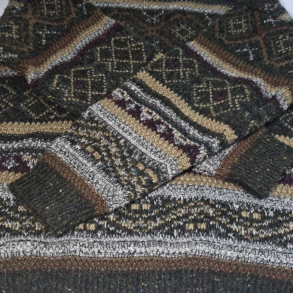 Vintage Prima Magalia Knit Sweater Mens L Brown Wool Blend Crew Neck Coogi Style
